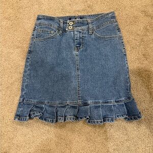 Angels Blue Denim Skirt with Ruffle Hem